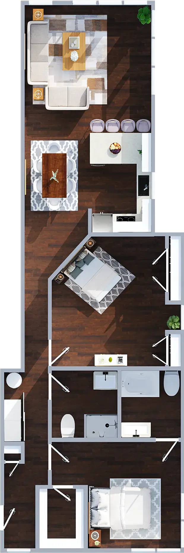 The Alcove floor plan - 2 bed 2 bath
