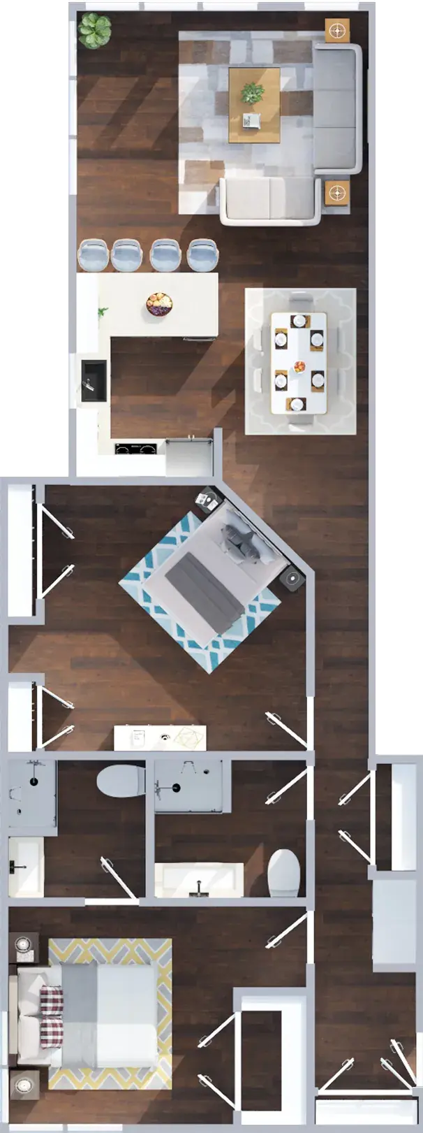The Landing floor plan - 2 bed 2 bath